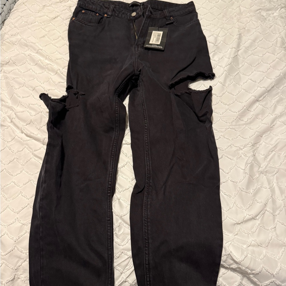 PrettyLittleThing womens Dark Distressed Jeans